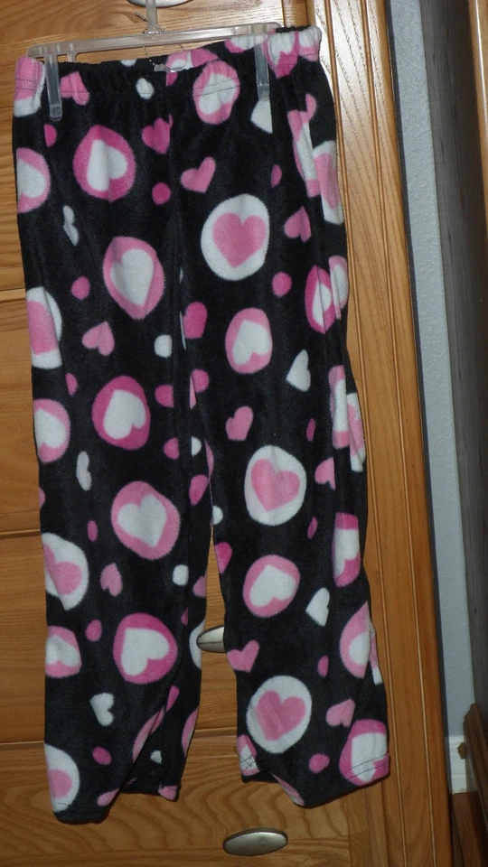 ДЕВОЧКИ ФЛИС СНА LOUNGE БРЮКИ РАЗМЕР S ЧЕРНЫЕ СЕРДЦА  - Изображение 1 из 1