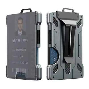 Card Holder Aluminum RFID Blocking Men Credit ID Wallet Slim Money Purse Clip - Picture 1 of 6