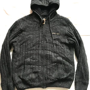 SCHOTT NYC MEN'S SWEATER HOODED ZIP CARDIGAN WOOL SHERPA KNIT GRAY MEDIUM SZ - Picture 1 of 12