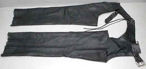 2008 HARLEY DAVIDSON LONG BLACK LEATHER CHAPS RN103819 CA 03402 - Picture 1 of 24