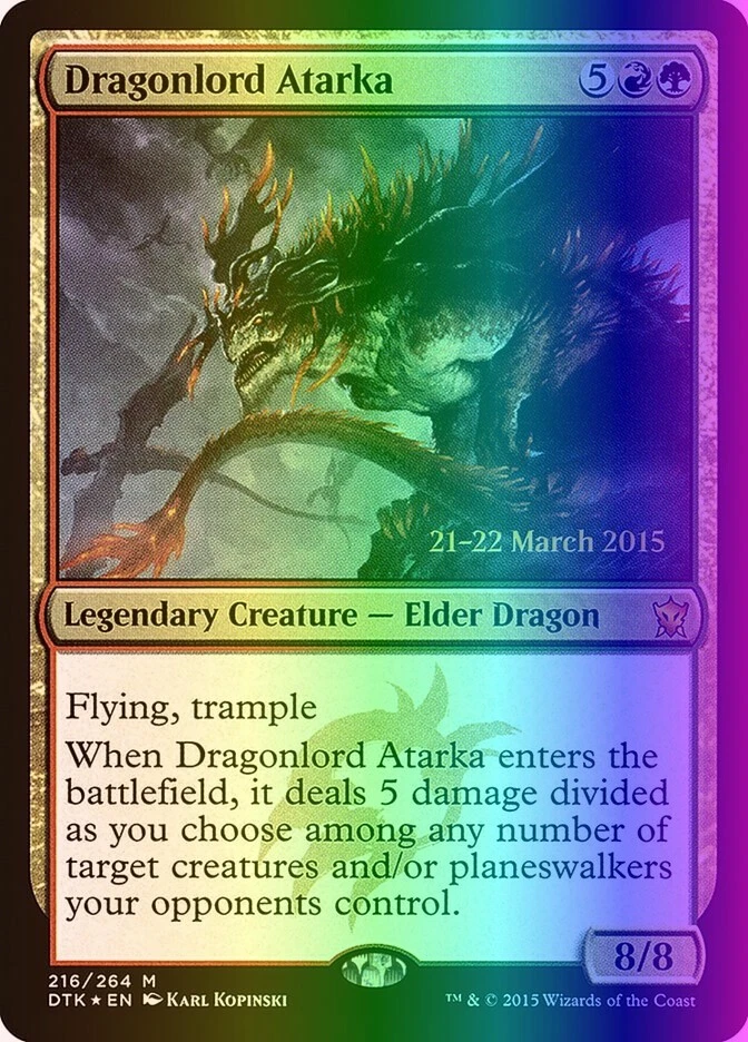 MTG Dragonlord Atarka (216s/51) Dragons of Tarkir Promos LP FOIL - Image 1 of 1