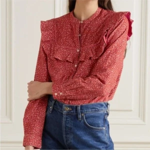 Top de pana DOEN Austen en California estampado floral de flores silvestres M Cottagecore - Imagen 1 de 9