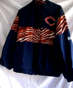 Vintage Chicago Bears Zubaz Chalk Line Jacket Mens XL NFL Football - Picture 1 of 5