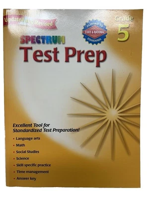 Spectrum Test Prep Workbook Grade 5 Homeschool Math Language Arts + A3 08 - Image 1 of 4
