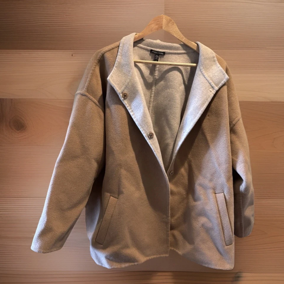Abrigo de lana y cachemir Eileen Fisher longitud media cálido y ligero talla 2X Foto 1 de 4