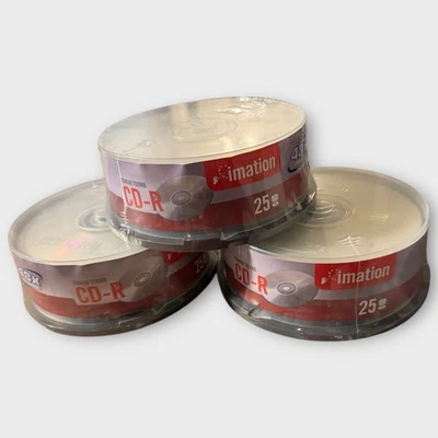 NEW x3 (75) Imation CD-R Disc 25 SEALED 48X 80min/700md Writable Recording - Image 1 of 3
