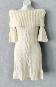 Vestido Suéter Vintage FREDERICKS OF HOLLYWOOD XS Marfil Escote Doblado - Imagen 1 de 7