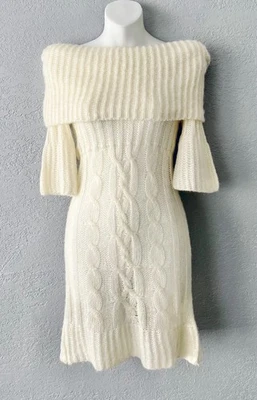 Vestido Suéter Vintage FREDERICKS OF HOLLYWOOD XS Marfil Escote Doblado Foto 1 de 4