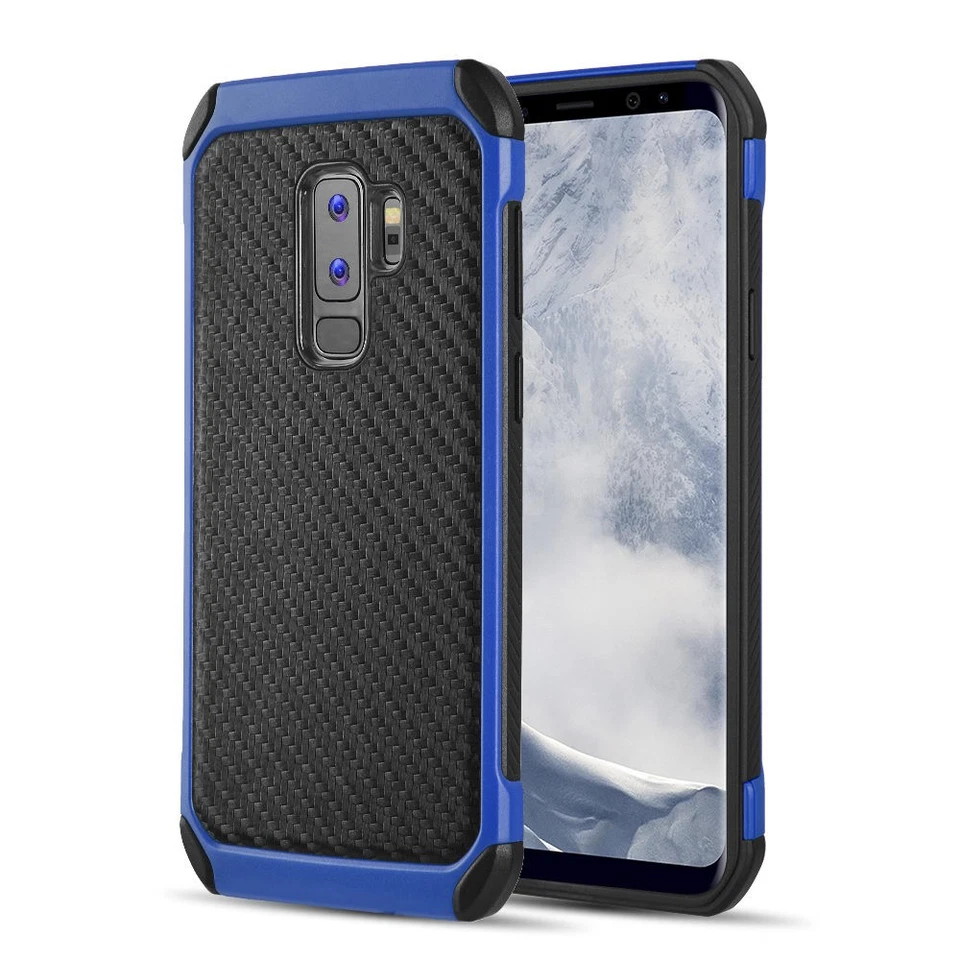 Funda de carbono híbrida resistente GSA para Samsung S9 Plus - negra/azul Foto 1 de 1