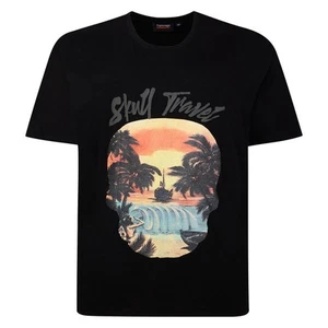 Espionage Calavera Viaje Estampado Camiseta para Hombre en Negro, 2XL-6XL - Imagen 1 de 1