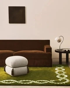 Hand-Tufted Wool Rug 9×12 ft - Nordic Knots Green Design, Handmade Area Rug - Picture 1 of 5