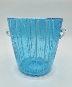 Gorgeous Small Blue Murano Glass Ice Bucket, Hand Blown - Picture 1 of 9