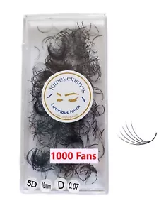 Ventiladores sueltos de volumen 5D 1000 negros 0,07 C y D extensiones de pestañas profesionales - Imagen 1 de 3