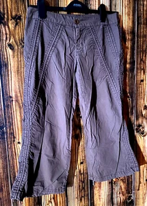 Moto Trousers Women Small Cropped Wide Leg Brown Straps Size 8 - Picture 1 of 12