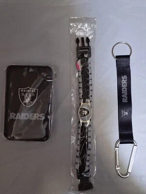 Oakland Raiders NFL fan pack lanyard, paracord bracelet, and carabiner keychain - Image 1 of 4