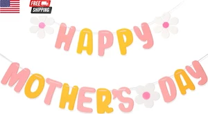 Mother'S Day Felt Banner, Happy Mother’S Day Banner with Flower,Garland Banner f - Picture 1 of 5