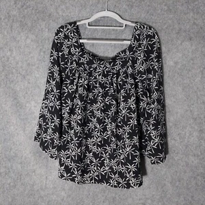 Crown Ivy Tunic L Lagenlook Palm Trees Novelty Hawaiian Tropical Pleated - Picture 1 of 18