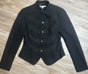 Cabi Military Style Jacket Blazer Women's Size 0 Dark Grey Embroidery Style 221 - Picture 1 of 9