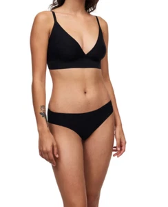 Chantelle SOFT STRETCH Black Seamless Wire Free Triangle Bra M & Thong O/S - Picture 1 of 10