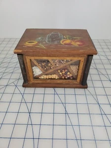 vintage tole hand painted dried beans grains display shadow box Recipe Organizer - Picture 1 of 9