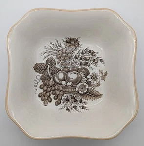 Vintage Spode Copeland Provincial Vegetable Serving Dish Bowl Tan Fruit Flowers - Picture 1 of 9