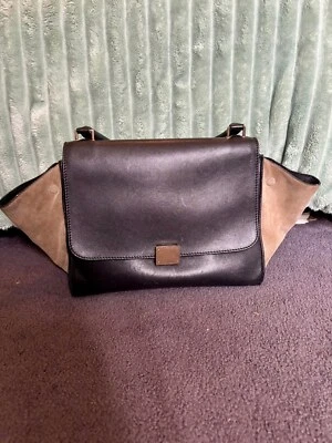 Celine Trapeze Medium Black Leather & Suede Shoulder Bag Crossbody – Authentic - Image 1 of 4