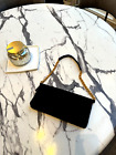  Freizeit Ecke gesteppt schwarzgold Kette Clutch Handtasche Neu mit Etikett