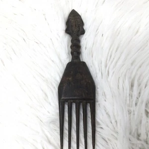 Antique African Dogon Wood Comb Featuring Figural Head 10.5”x2.5” - Picture 1 of 6