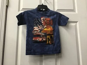 The Mountain shirt 100% cotton unisex Navy Patriotic Fireman kids S M - Picture 1 of 3