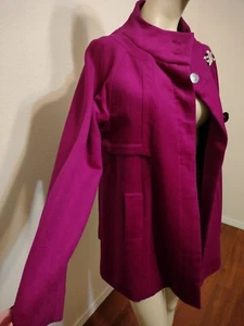 Wollmantel Fushia Farbe Andrea Moore Marke Gr. 8-12 M - Bild 1 von 6