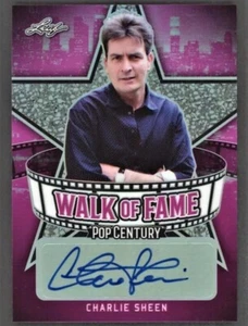 Charlie Sheen 2018 Leaf Pop Century Walk of Fame Prismatic Pink Auto Card #9/10 - Imagen 1 de 2