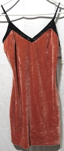 Volcom Velvet Cami Slip Dress Salmon Black Mesh V-neck Mini Women Size Small NWT - Picture 1 of 12