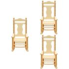  3 Pieces Dollhouse Stool Wooden Baby Miniature Chair Rocking for Models