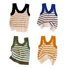 O-neck Short Knitted Sweater Vest Contrasting Color Women Cute Stripes Tops