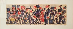 Franz Borghese Serigraph " The Large Crowd " Art Home Painting Italian - Picture 1 of 1