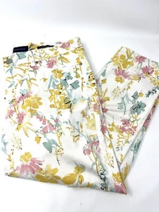 Charter Club Bristol Capri Size 8 Floral print stretch EUC yellow pink blue - Picture 1 of 4