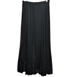 Rouge Damen schwarzer langer Maxirock kleine Spitze Pailletten gefüttert Gummibund - Bild 1 von 8
