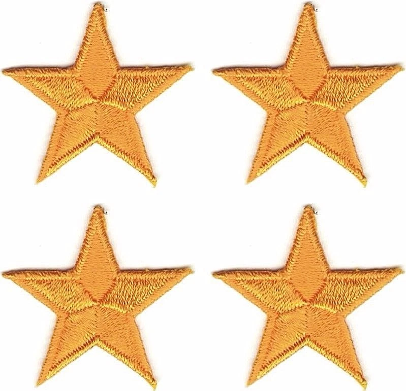 Yellow Star Patch Lot of 4 Embroidered Cut out Iron on Sew on - Image 1 of 1