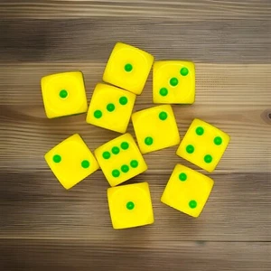 10 12mm D6 Acrylic Dice In Norwich City Colours For All Sorts Of Board Games - Picture 1 of 2