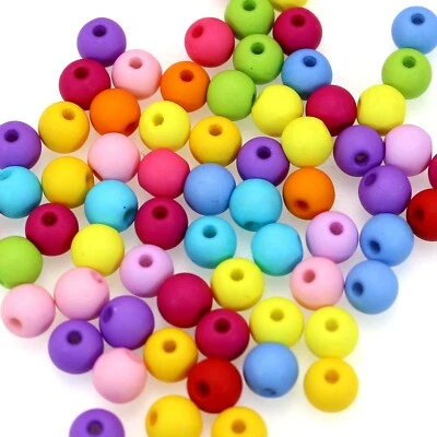200 contas redondas de acrílico coloridas mistas imitação de madeira 8 mm - Imagem 1 de 4