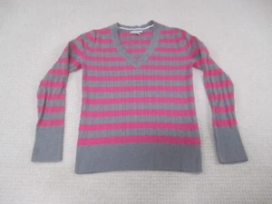 Old Navy Sweater Girls Large Striped Pink/Gray Long Sleeve Cotton Blend Knit - Picture 1 of 7