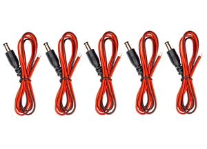 (5) Pack of 3ft. 2.1mm x 5.5mm DC Barrel Power Plug to Bare Open Ended Cables - Picture 1 of 7