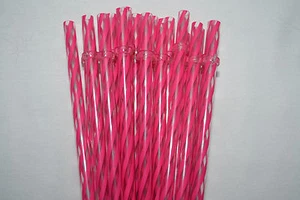 11" Wiederverwendbare Strohhalme Wirbeln Dunkelrosa Klar Kunststoff Acryl 11" Ringe BPA Frei - Bild 1 von 4