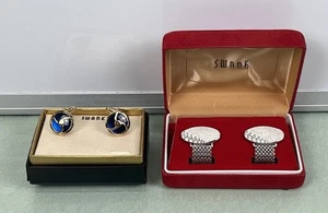 Vintage Swank Cufflink Lot Men’s Formal Gold Silver Tone Cobalt Blue With Cases - Picture 1 of 7