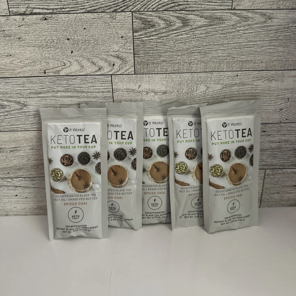 It Works Keto Chai Tea Spiced Decaffeinated Instant 5 Day Try It Samples Foto 1 de 3