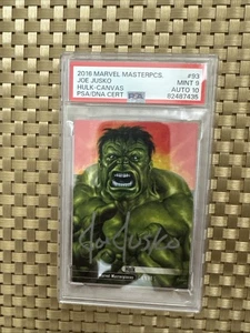 Only 1 On eBay 2016 Marvel Masterpieces #93 Hulk Canvas PSA 9 Jusko AUTOGRAPH 10 - Picture 1 of 13