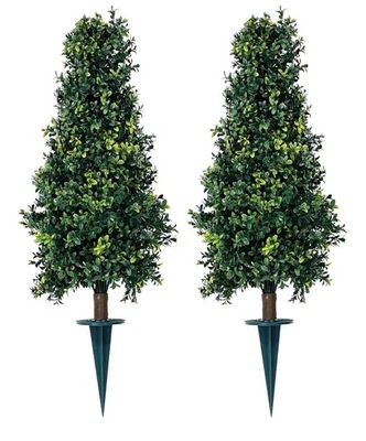 "Paquete de 2 árboles topiarios con cono de boj artificial de 30"" con clasificación UV, plantas interiores y exteriores" Foto 1 de 4