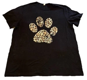 Unisex 2XL Bella Canvas T-Shirt -Black with Large Distressed Leopard Paw Print - Picture 1 of 4