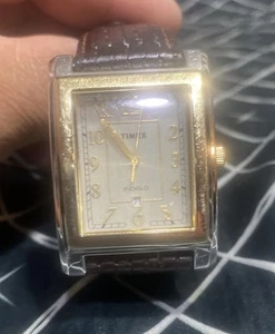 Timed Indigo Rectangular Two Tone Watch/Work Good, It’s Used,has Scratches on It - Picture 1 of 10