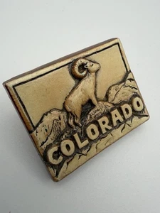 BSA Plater Cast Neckerchief Slide State Shape Colorado w/ Ram on Mountain SS-622 - Picture 1 of 5